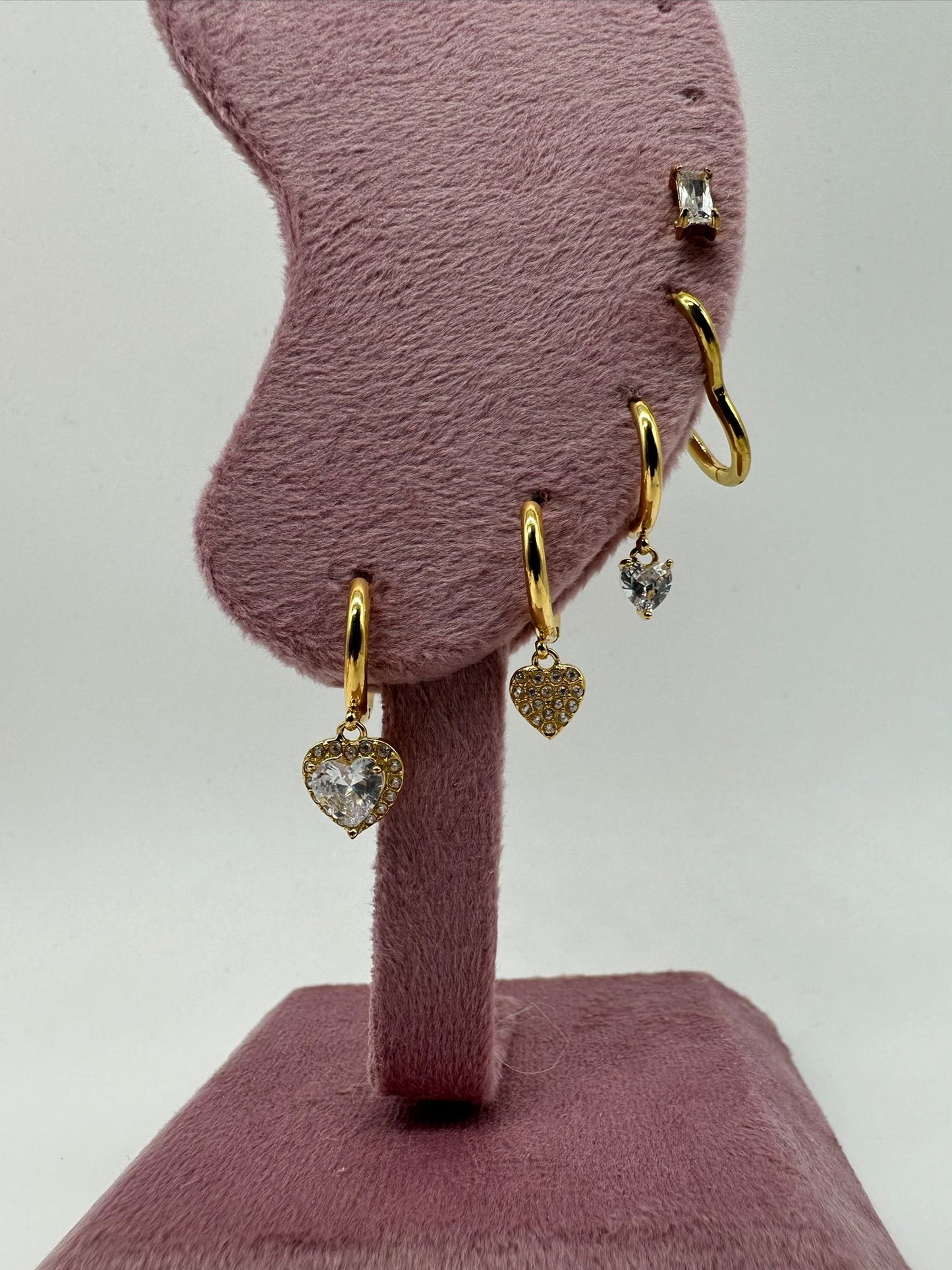 Set Orecchini Cuore Oro con Strass - Acciaio Inossidabile - DR-CLYDE SHOP