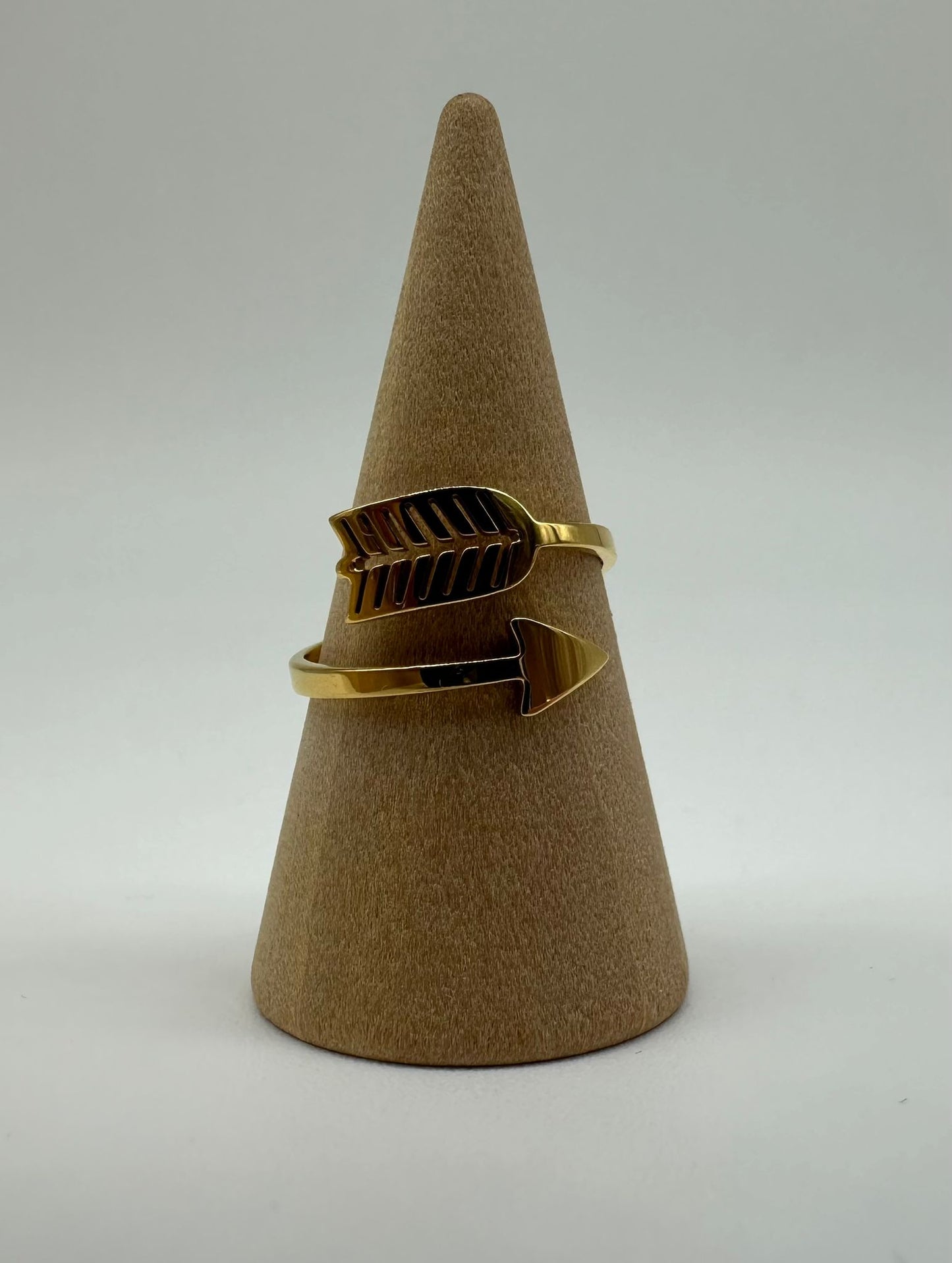 Anello Freccia Smaltato Acciaio Inossidabile Oro - Design Boho Regolabile