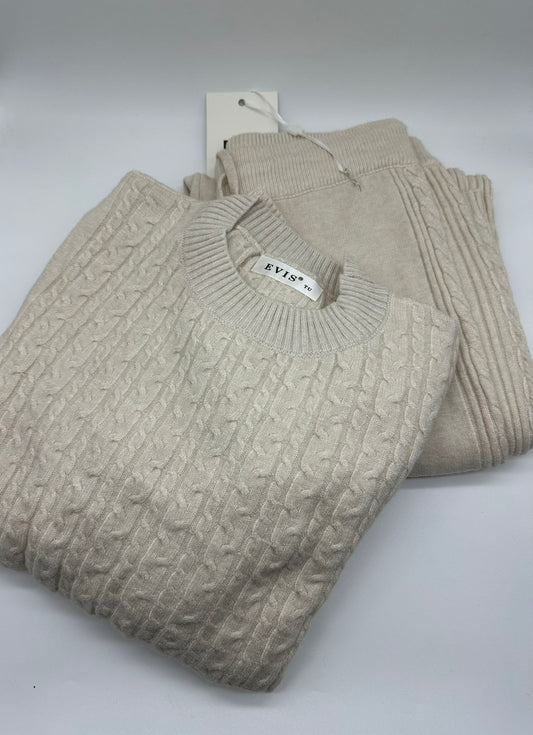 Coordinato Premium Maglia Trecce Beige - | DR-CLYDE |