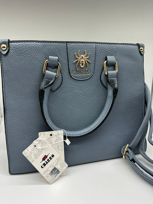 Borsa a Mano in Pelle Saffiano con Logo Ragno Dorato e Tracolla