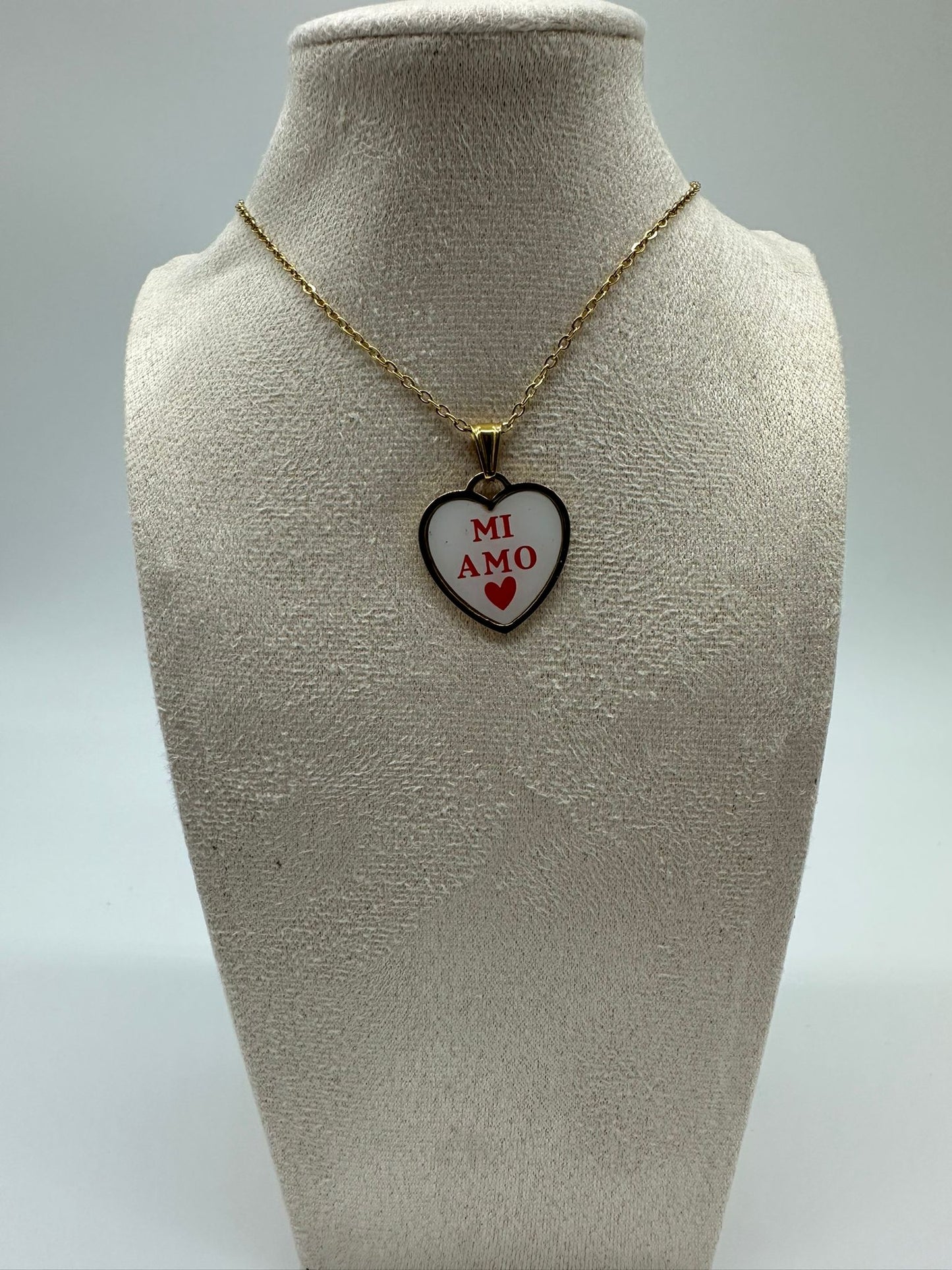 Collana con Ciondolo Cuore Mi Amo - Catena Dorata