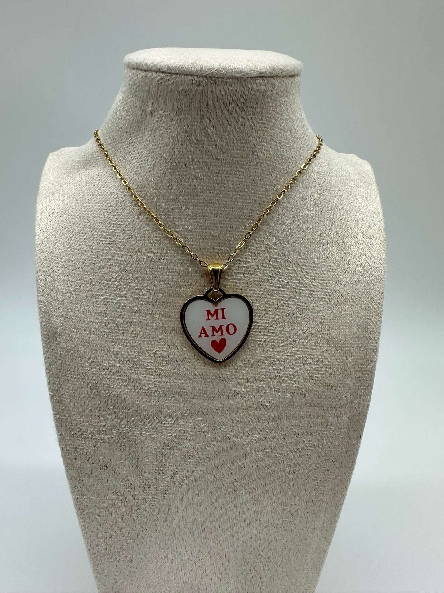 Collana con Ciondolo Cuore Mi Amo - Catena Dorata