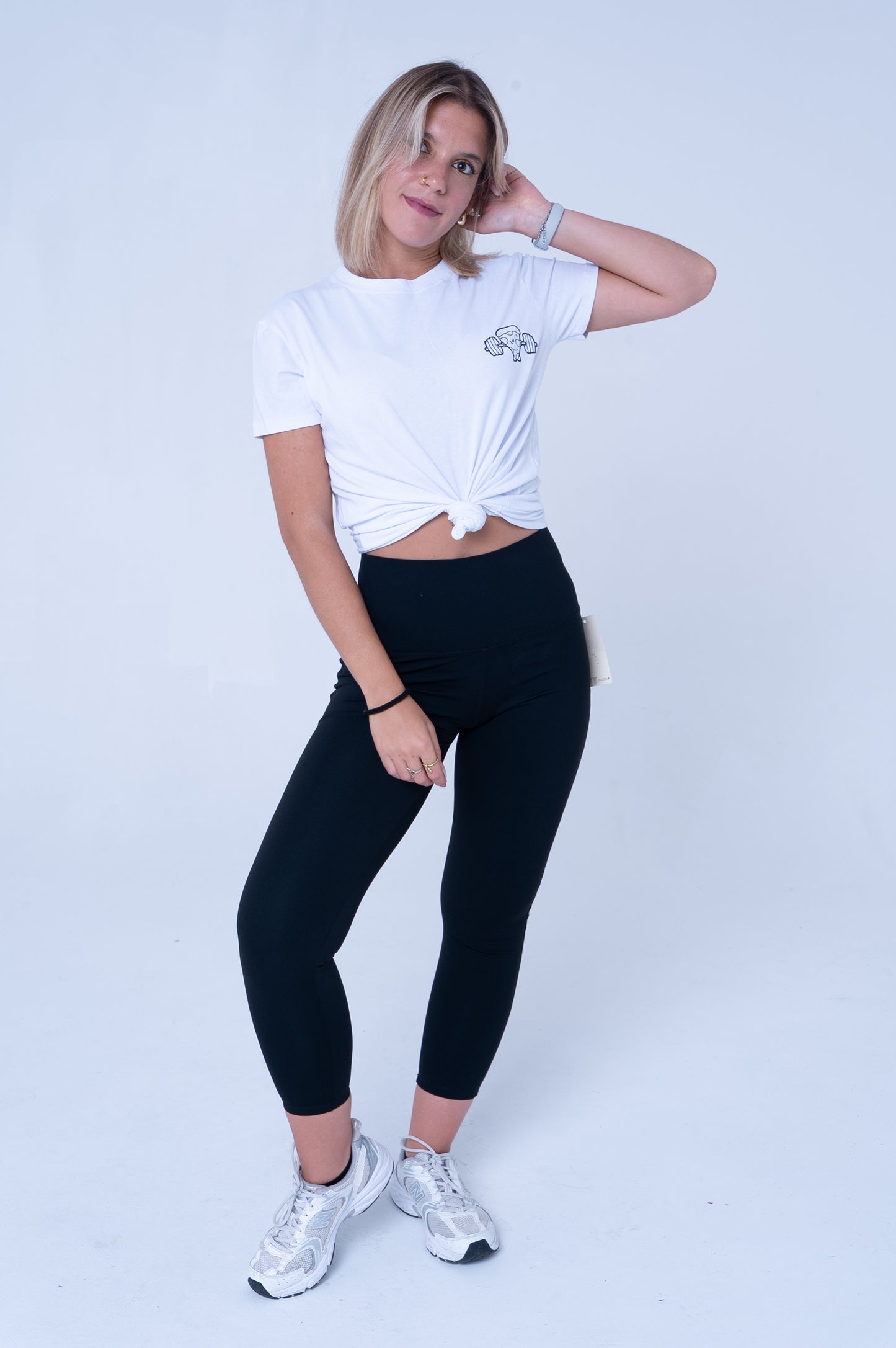 T-Shirt Bianca Basic con Logo Pizza GYM - DR-CLYDE SHOP