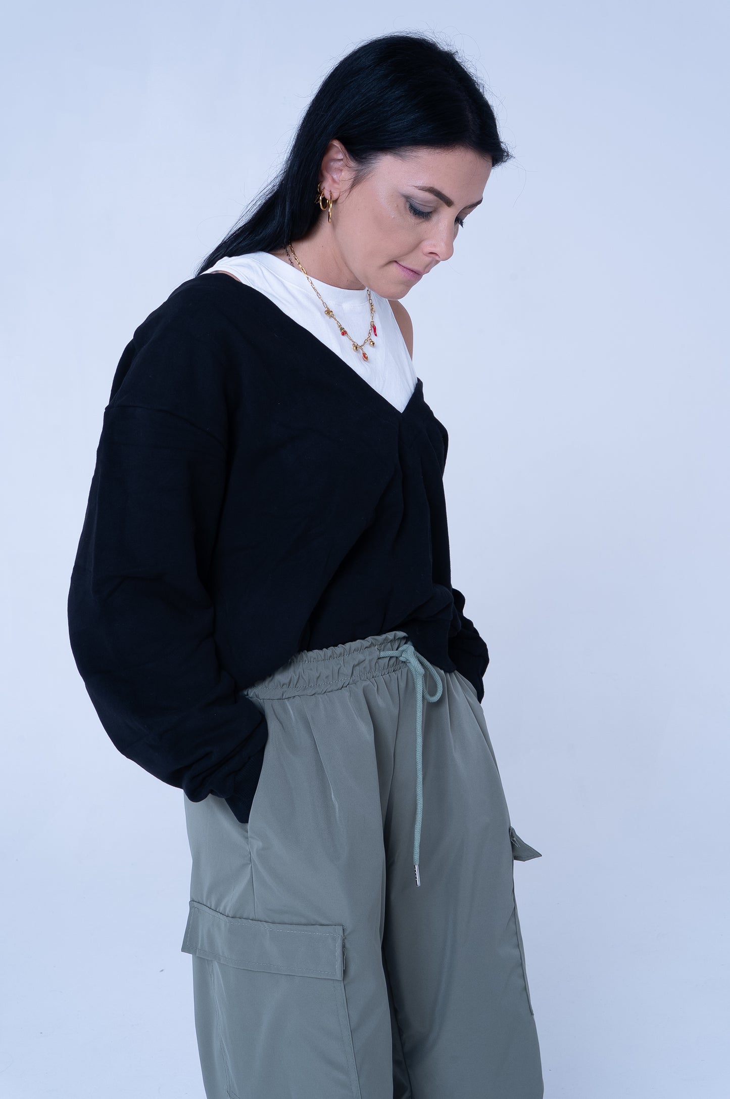 Felpa Layered con Effetto Doppio Capo