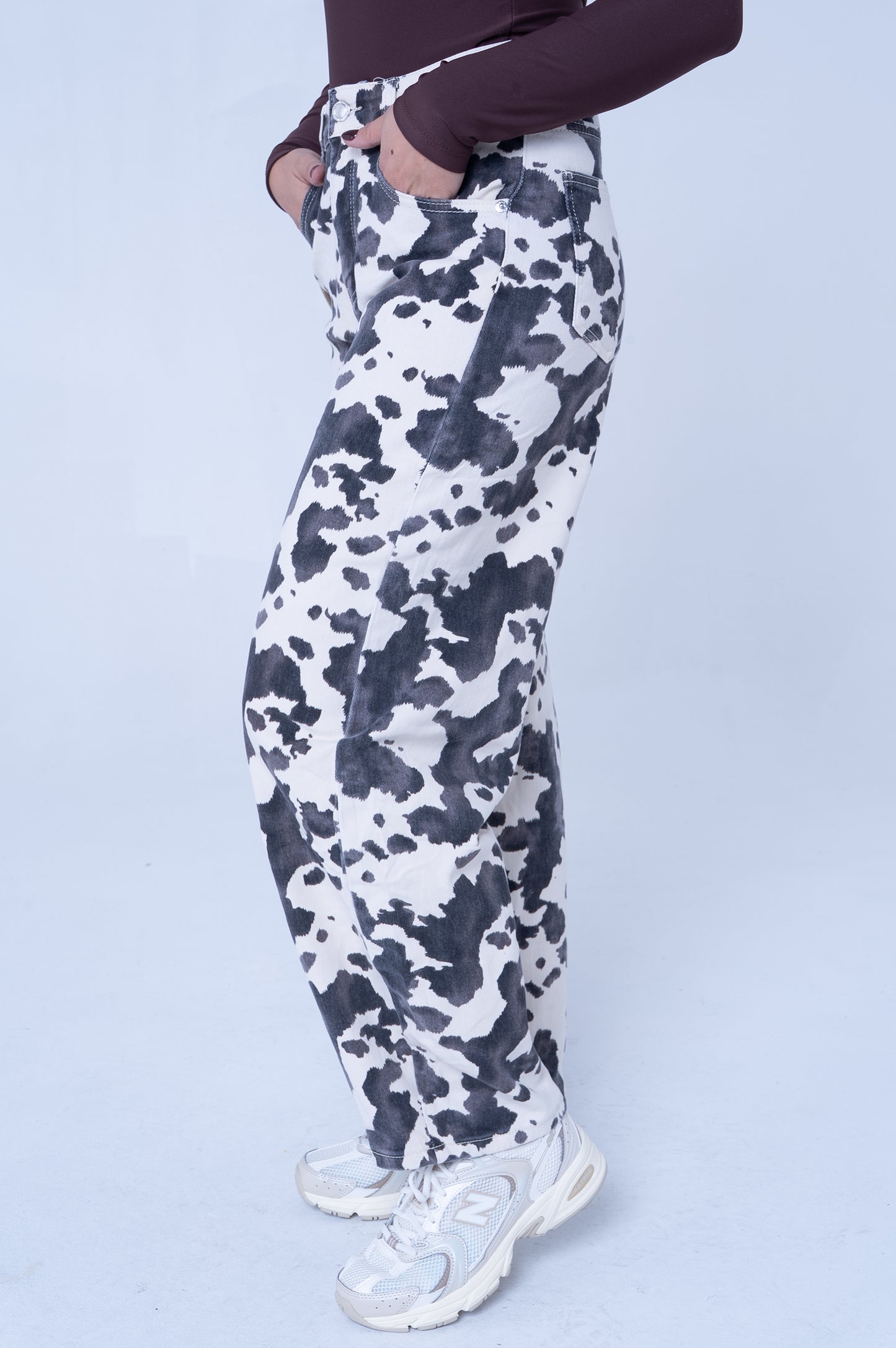 Pantalone Cow Print Bianco e Nero - Stile Y2K Streetwear