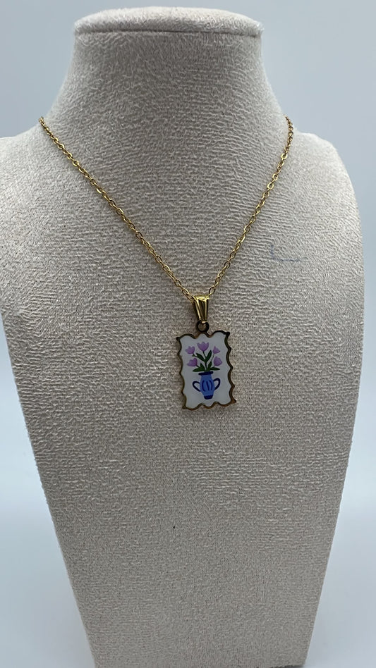 Collana con ciondolo Fiore- Acciaio inossidabile